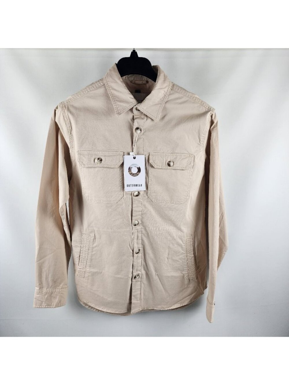 Denim & Flower Shacket Mens Large Beige Ricky Singh Cotton Twill Outerwear NWT